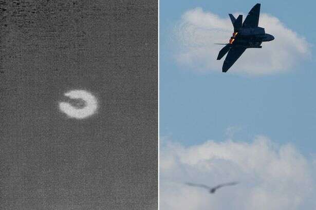 Independence Day scenes as 'cylindrical UFO' shot down by US fighter jet