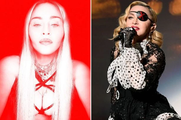Madonna turns dominatrix as she exposes cleavage in kinky bondage bra