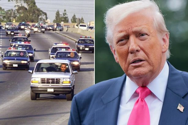 Trump posts OJ Simpson meme of him and 'fat face' JD Vance in cop cars chasing Obama