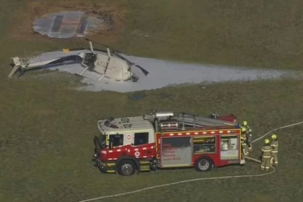 Helicopter crashes down to ground minutes after take-off as person in hospital