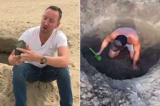 Bloke with bucket and spade stunned after beach hole mistaken for 'cosmic crater'