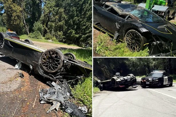 Lamborghini driver lands upside down as pictures show £260k sports car crushed
