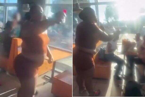 Taco Bell brawl as woman pepper sprays teens and screams 'I beat kids, I'll beat you'