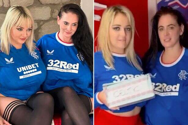 Rangers-mad models wow fans as they slip into kit – but with a saucy twist