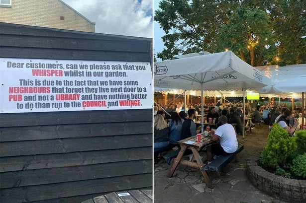 Pub owner puts up brutal sign in beer garden after noise complaints threaten business
