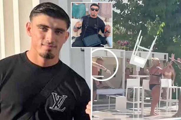 Pro footballer breaks silence after knocking out woman with chair in Ibiza pool brawl