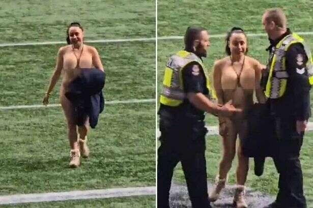 Stewards give streaker 'all the time in the world' to wander around pitch naked