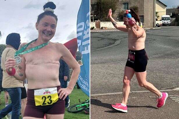 First woman to run the London Marathon topless gears up to strip off again