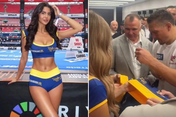 Usyk signs jaw-dropping ring girl's hot pants after stunning Dubois KO