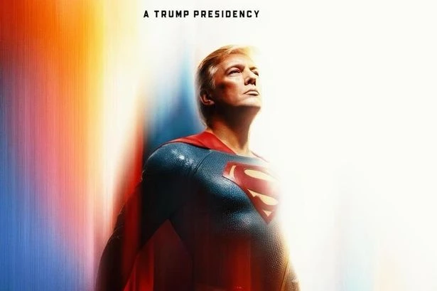 Trump declares himself Superman as he puts his airbrushed face into stacked superhero's body