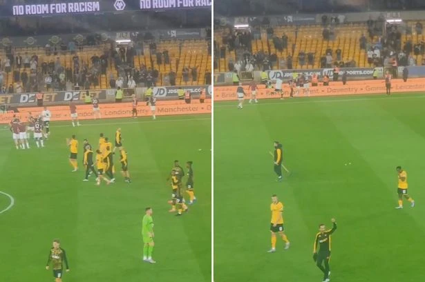 Jarrod Bowen held back by team-mates after clashing with fans following Carabao Cup exit