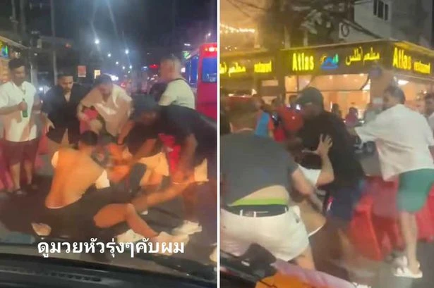Tourists in WWE-style street brawl as lads cause chaos in holiday hotspot