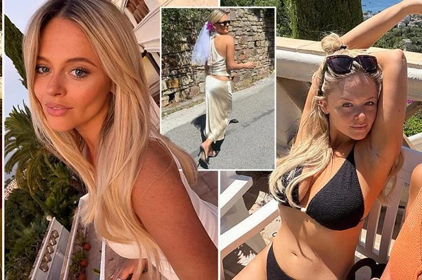 Emily Atack slips into string bikini for boozy hen do snaps with gorgeous pals