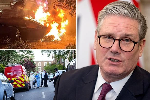 Keir Starmer house blaze as shocking footage shows car in roaring fire in street nearby