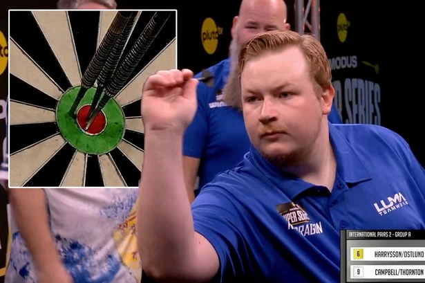 Darts duo almost have 'best leg of all-time' after nine-darter missed on triple bull