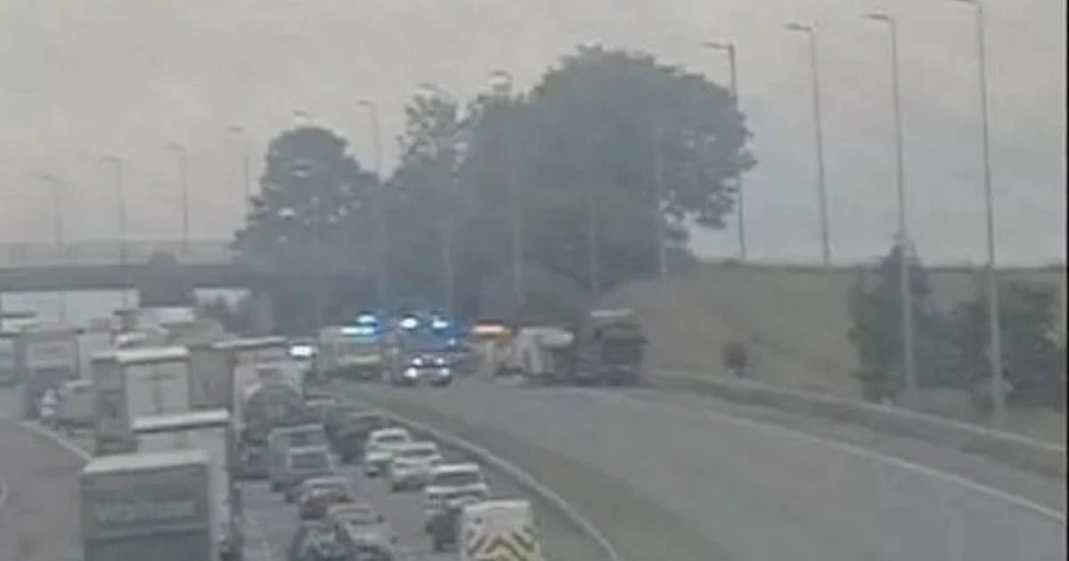 M6 live: Crash and lorry fire causes traffic chaos as motorway closed both ways