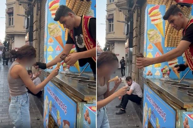 Ice cream man filmed sliding cone down woman's shirt as footage sees him arrested