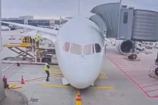 Lufthansa plane crashes down onto its nose at airport leaving crew injured