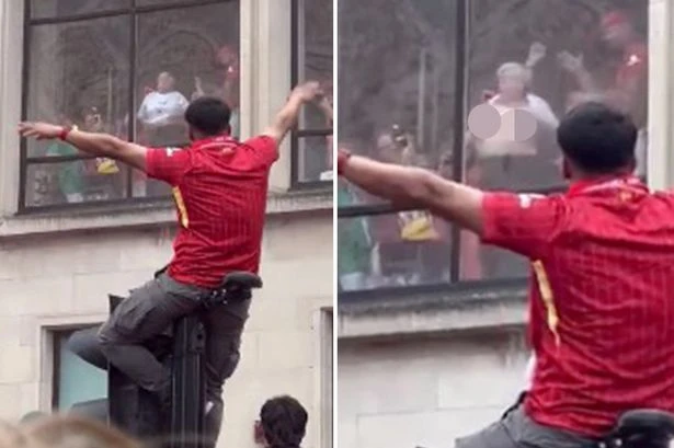 'Nan' caught flashing Liverpool parade fans from bar window before evening ended in horror