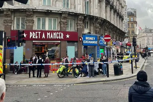 Air ambulance lands at Trafalgar Square after man, 57, hit by piece of falling building
