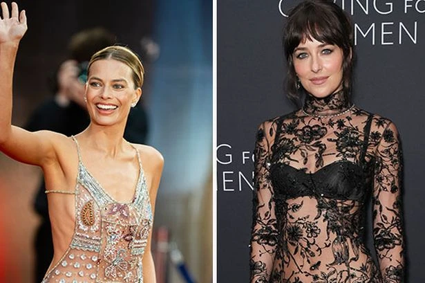Dakota Johnson out-strips Margot Robbie as duo slip into skimpy nude dresses