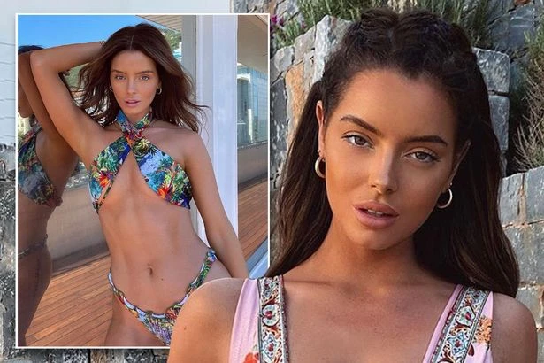 Maura Higgins flashes underboob and rock-hard abs in mini floral bikini