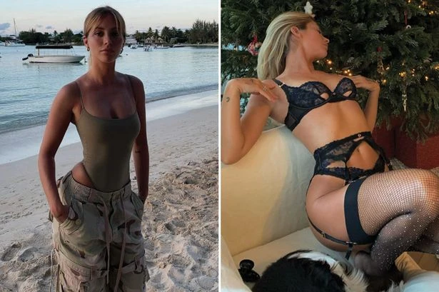 Model gets into 'Christmas mood' by flaunting butt in thong and lace lingerie