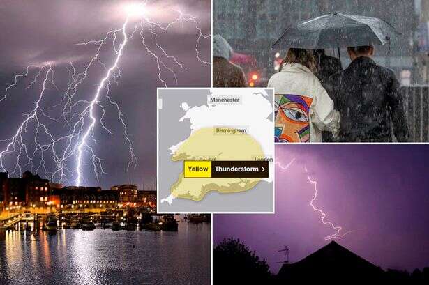 Every 'yellow warning' area listed as Britain set to be battered by thunderstorms