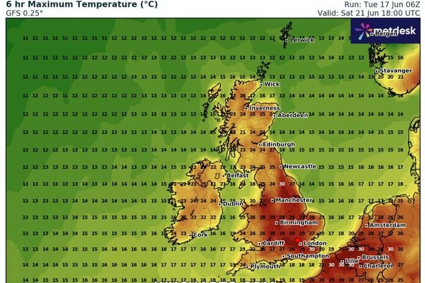 UK weather maps turn dark red as 33C heat bomb set to scorch England on 'hottest day of the year'