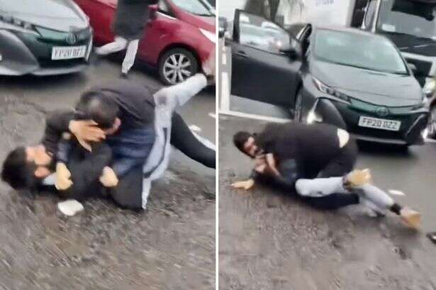 Road rage horror as Toyota Prius and Ford Fiesta drivers get out to scrap on the road