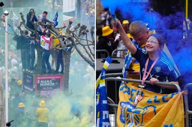 Thousands of Leeds fans descend on city centre as trophy parade produces wild scenes
