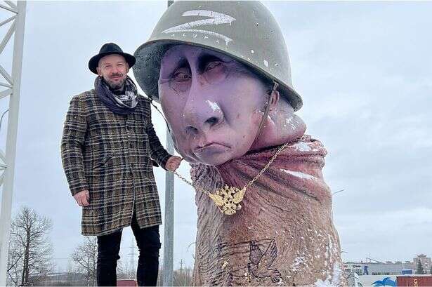 Putin turned into giant 10ft todger complete with massive helmet and hauled around country