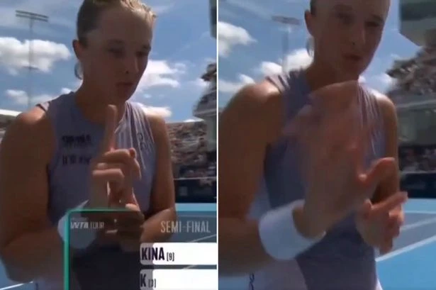 Tennis star tells camera to 'stop filming me' as she removes clothing item