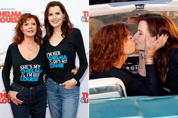 Thelma and Louise stars recreate iconic kiss scene from movie to mark 30th anniversary