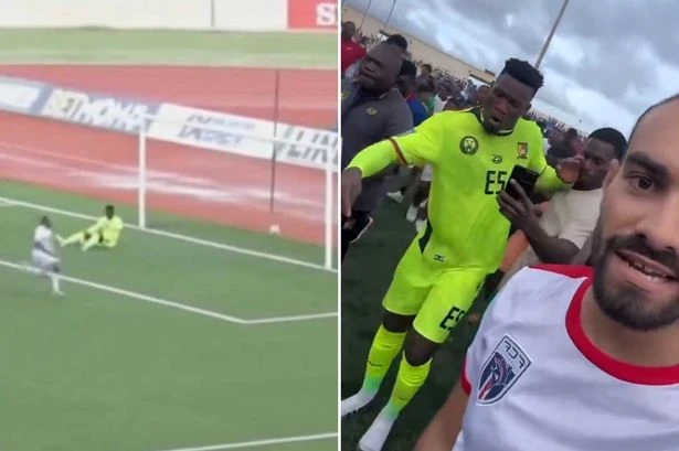 Andre Onana shoves fan after latest goalkeeping calamity leads to pitch invasion