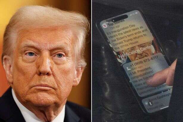 President Trump has own face as his screensaver as he checks notifications after sworn in