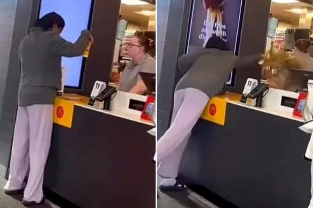 Horror moment McDonald's customer hurls scalding cup of coffee at manager