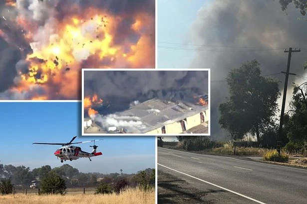 Fireworks factory explodes as fireball shoots rockets into sky while residents flee