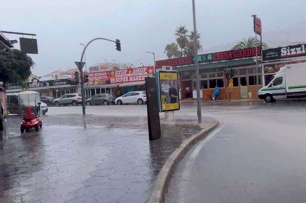 Benidorm 'roads flooded and beach deserted' as Biblical weather strikes