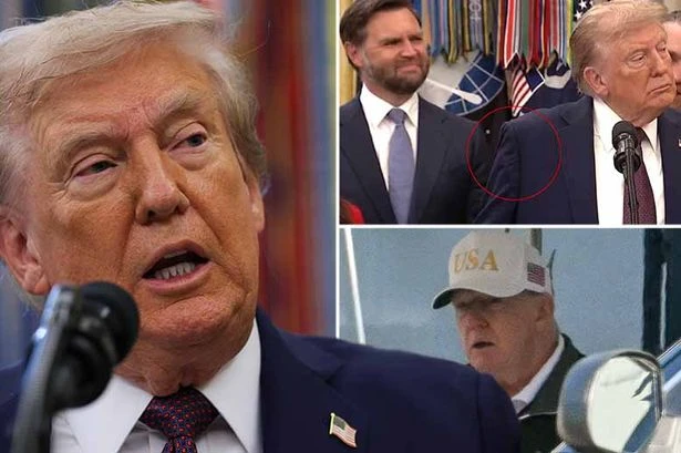 All the signs Donald Trump's 'public appearances are AI' – bald spot to bunched shoulder