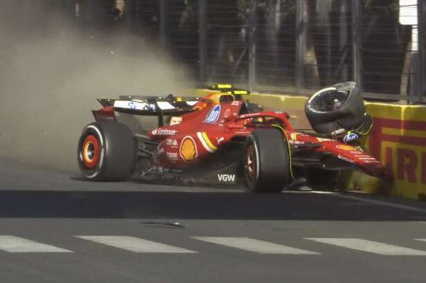 Final lap collision at Azerbaijan Grand Prix sees F1 stars Carlos Sainz and Sergio Perez crash out