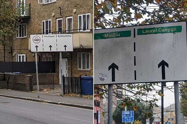 Strange London road sign directing drivers to California is finally fixed after 15 years