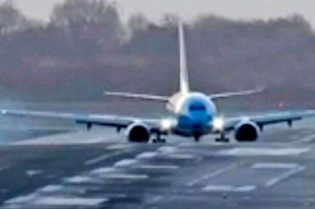 Shocking video shows plane blown sideways as pilot fights Storm Eowyn on landing