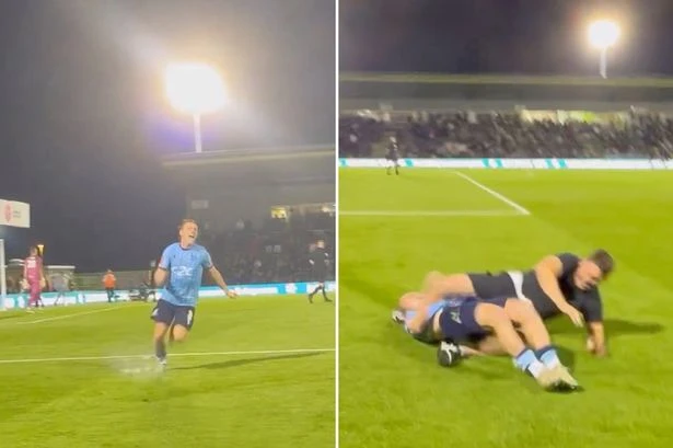Pitch invader smashes penalty hero in head as star asks 'who the f*** kneed me'