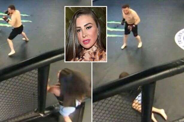 Playboy model left red-faced after face-planting floor trying to meet UFC hero