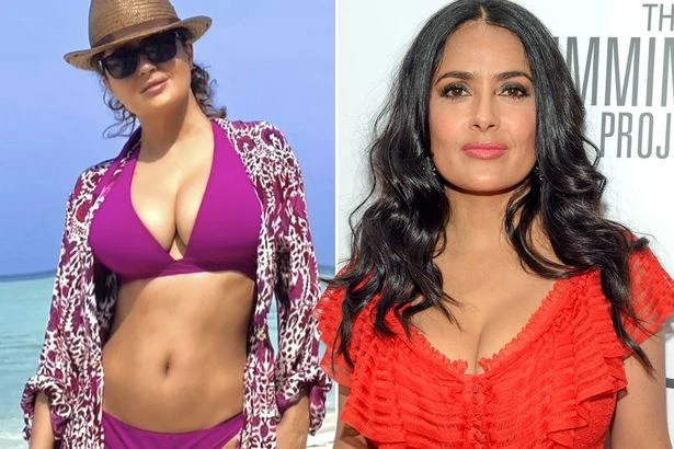 Salma Hayek denies boob job claims and insists her assets 'just kept growing'