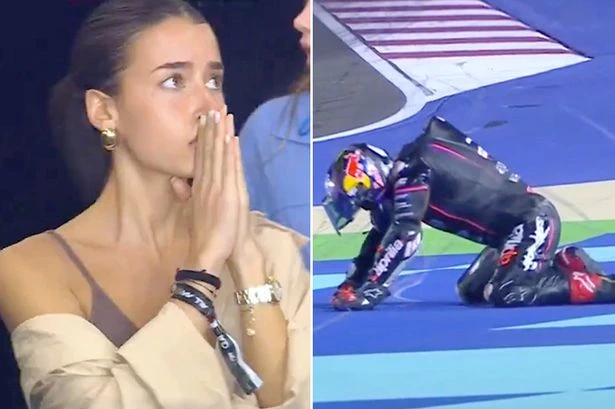 Stunning WAG watches on in horror as beau hospitalised during terrifying crash
