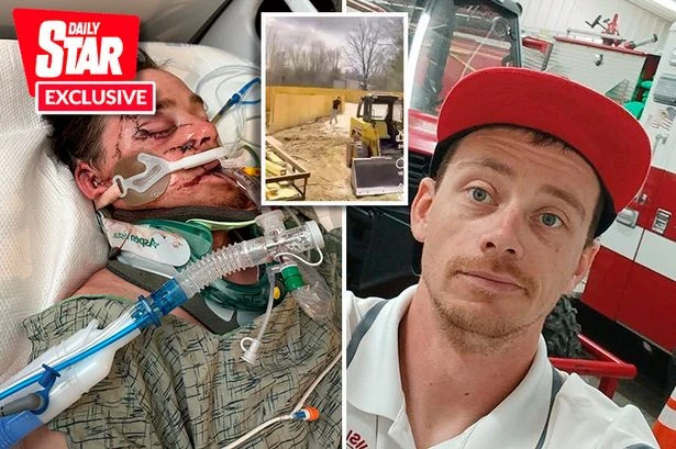 Dad left with half a face after crushing own head in bulldozer horror