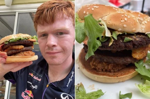Fast food fan combines KFC, McDonald's and Subway to make monster burger