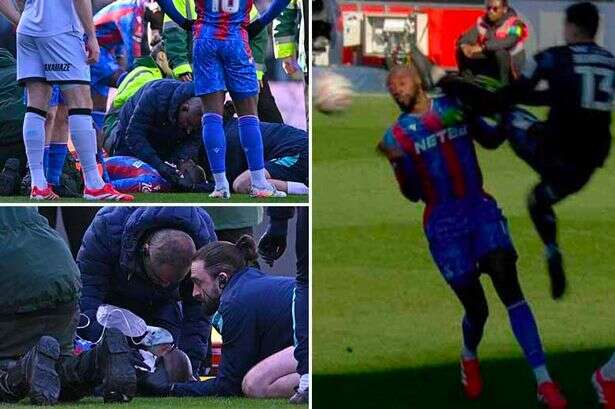 Crystal Palace star receives oxygen for sickening head injury after ‘beyond horrific’ tackle